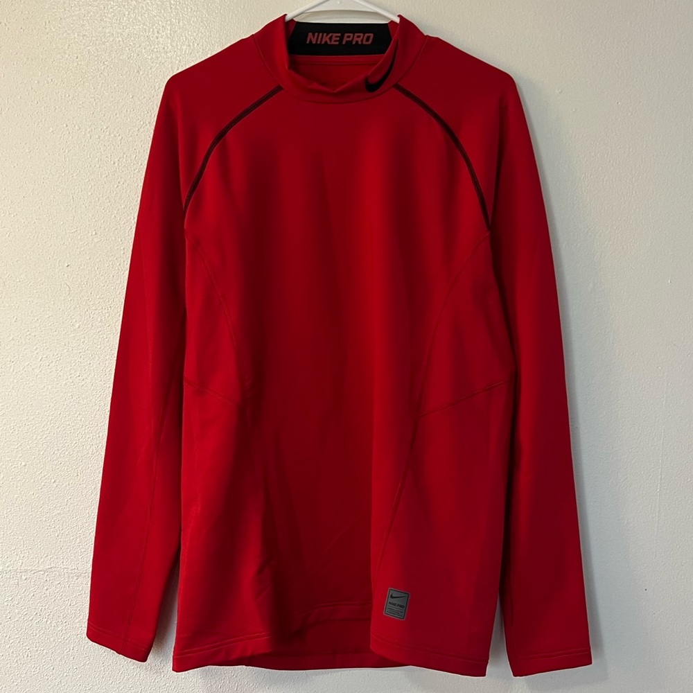 Nike Pro Dri-Fit Fitted Red Size Large Long Sleeve